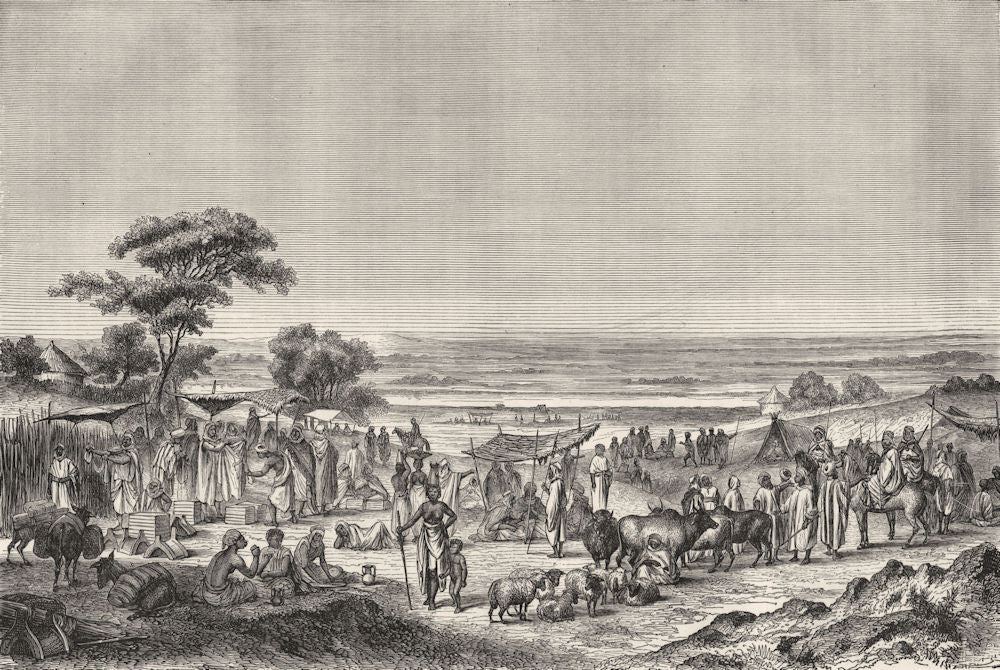 NIGERIA. Market at Sokoto 1870 old antique vintage print picture